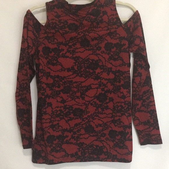 EUC Michael Kors Red and Black Long Sleeve Top - Picture 2 of 5
